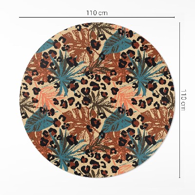 Covor rotund din vinil Model de frunze tropicale panteră junglă