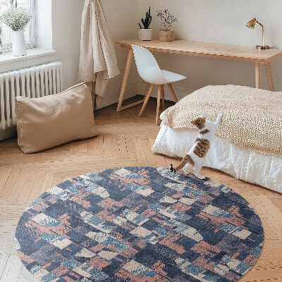 Covor rotund din vinil Mozaic abstract în stil retro vintage