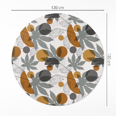 Covor rotund din vinil Ilustrație de frunze și forme boho