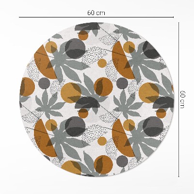 Covor rotund din vinil Ilustrație de frunze și forme boho