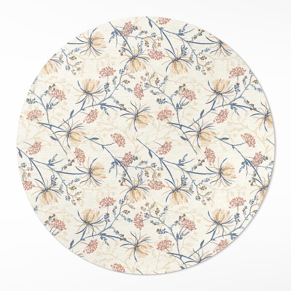 Covor rotund din vinil Pajiște înflorită model boho delicat