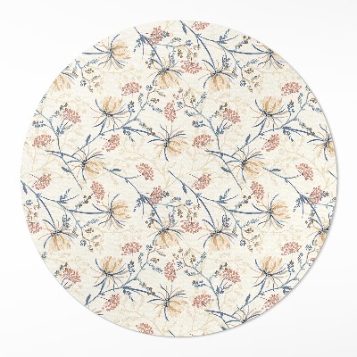 Covor rotund din vinil Pajiște înflorită model boho delicat