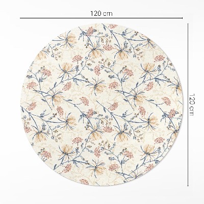 Covor rotund din vinil Pajiște înflorită model boho delicat