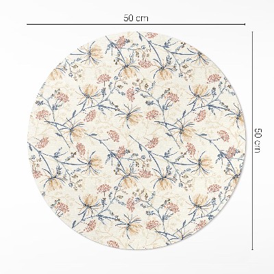 Covor rotund din vinil Pajiște înflorită model boho delicat