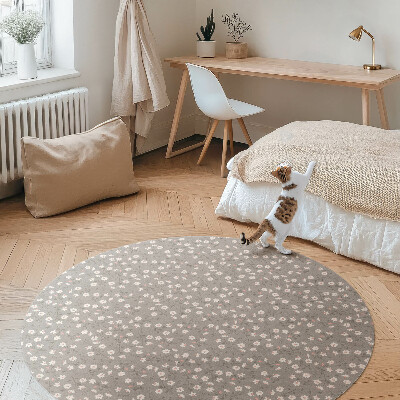 Covor rotund din vinil Pajiște cu flori model boho delicat