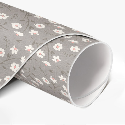 Covor rotund din vinil Pajiște cu flori model boho delicat