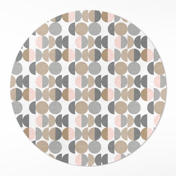 Covor rotund din vinil Cercuri și semilune model geometric retro