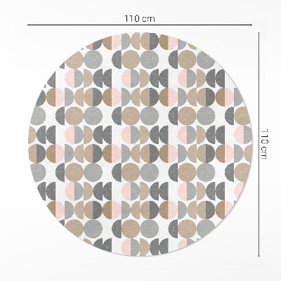 Covor rotund din vinil Cercuri și semilune model geometric retro
