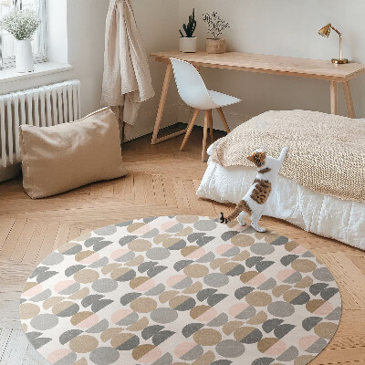 Covor rotund din vinil Cercuri și semilune model geometric retro