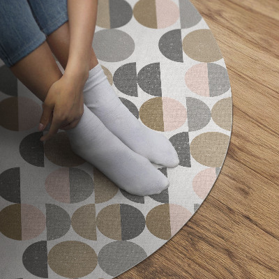 Covor rotund din vinil Cercuri și semilune model geometric retro
