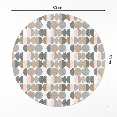 Covor rotund din vinil Cercuri și semilune model geometric retro