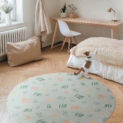 Covor rotund din vinil Ramuri mici motive florale boho