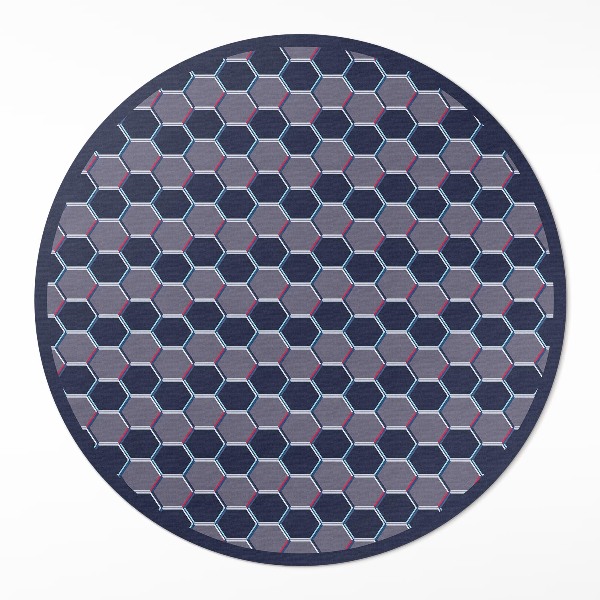 Covor rotund din vinil Hexagoane 3D mozaic fin