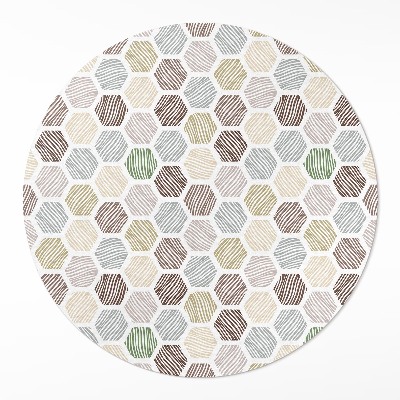 Covor rotund din vinil Hexagoane modelate în culori pastelate boho
