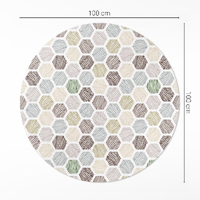 Covor rotund din vinil Hexagoane modelate în culori pastelate boho