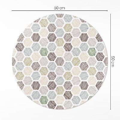 Covor rotund din vinil Hexagoane modelate în culori pastelate boho