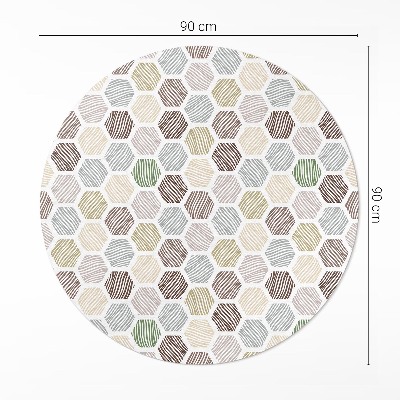 Covor rotund din vinil Hexagoane modelate în culori pastelate boho