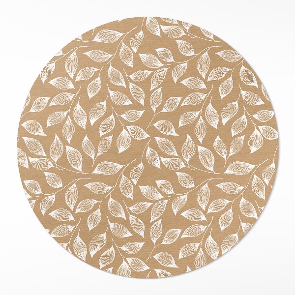 Covor rotund din vinil Ramuri liniare boho cu frunze