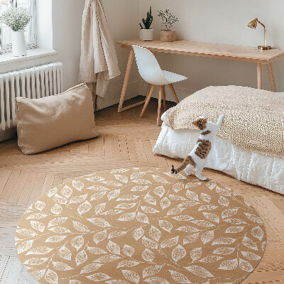 Covor rotund din vinil Ramuri liniare boho cu frunze