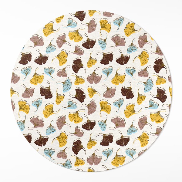 Covor rotund din vinil Frunze pastelate de ginkgo ilustrație boho