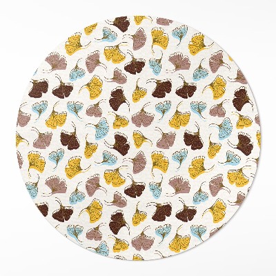 Covor rotund din vinil Frunze pastelate de ginkgo ilustrație boho