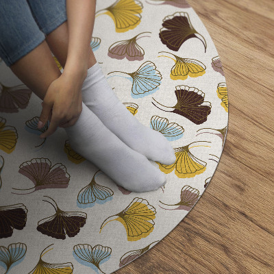 Covor rotund din vinil Frunze pastelate de ginkgo ilustrație boho