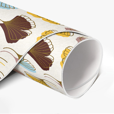 Covor rotund din vinil Frunze pastelate de ginkgo ilustrație boho