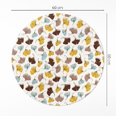 Covor rotund din vinil Frunze pastelate de ginkgo ilustrație boho