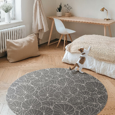 Covor rotund din vinil Design boho cu frunze liniare