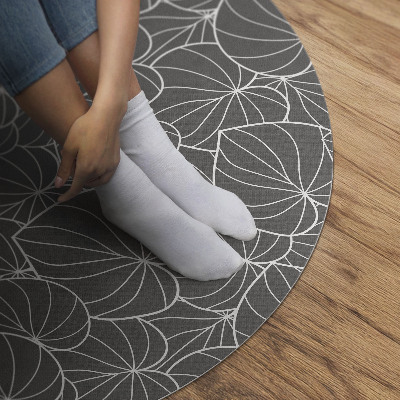 Covor rotund din vinil Design boho cu frunze liniare