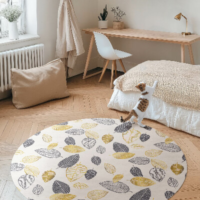 Covor rotund din vinil Frunze deschise și întunecate model natural la modă