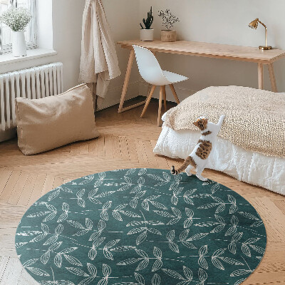 Covor rotund din vinil Creangă minimalistă cu frunze boho