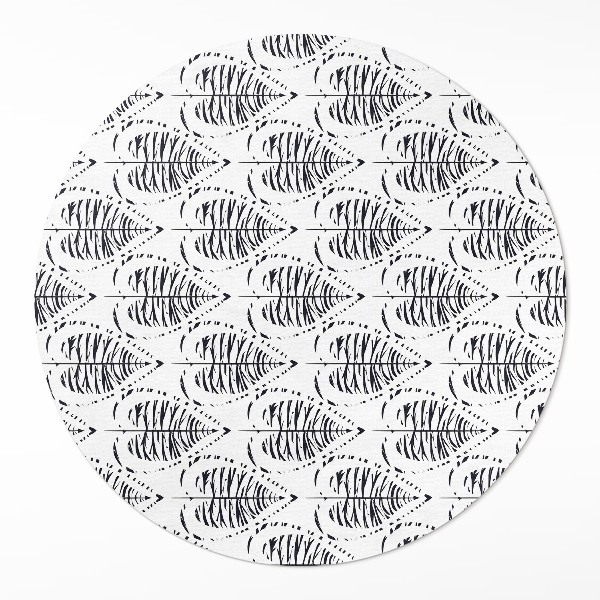 Covor rotund din vinil Boho frunze model regulat