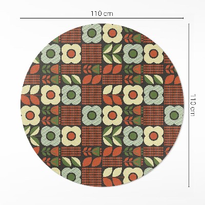 Covor rotund din vinil Ilustrație florală populară