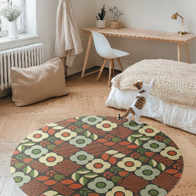 Covor rotund din vinil Ilustrație florală populară