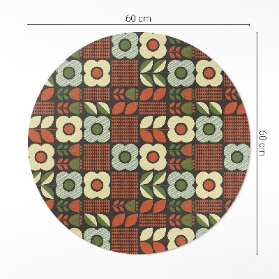 Covor rotund din vinil Ilustrație florală populară