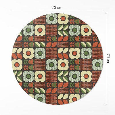 Covor rotund din vinil Ilustrație florală populară