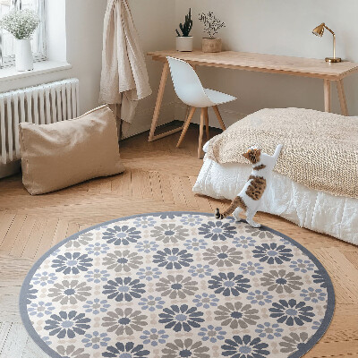 Covor rotund din vinil Flori pastelate model regulat delicat
