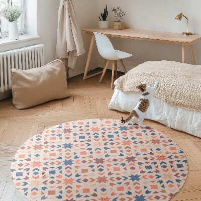 Covor rotund din vinil Stele pastelate și săgeți model vintage