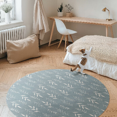 Covor rotund din vinil Ilustrație minimalistă de crengi și frunze