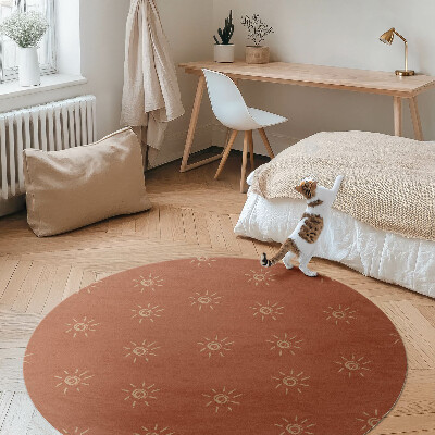 Covor rotund din vinil Model în floarea-soarelui în stil boho vintage