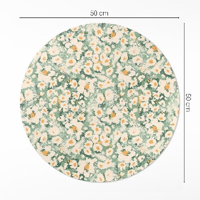 Covor rotund din vinil Câmpul de pajiște pictat cu flori abstracte