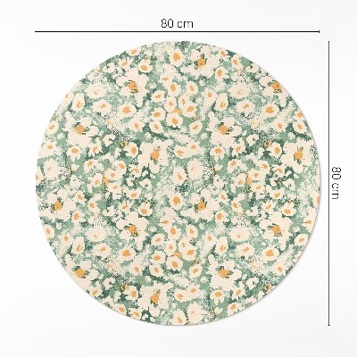 Covor rotund din vinil Câmpul de pajiște pictat cu flori abstracte