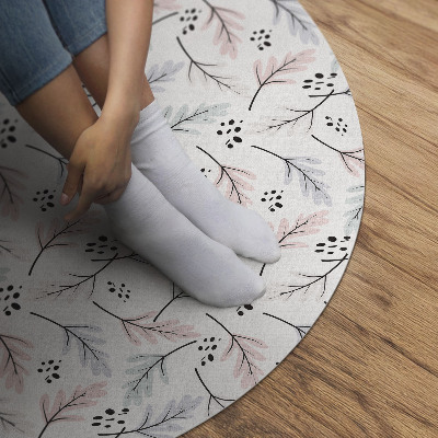 Covor rotund din vinil Plante pastelate subtile în stil boho