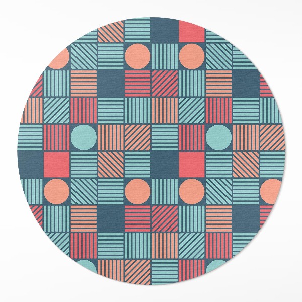 Covor rotund din vinil Model geometric retro vintage