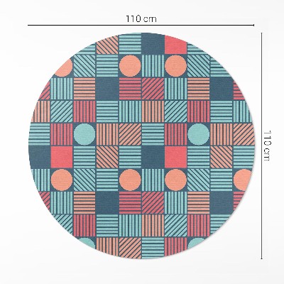 Covor rotund din vinil Model geometric retro vintage