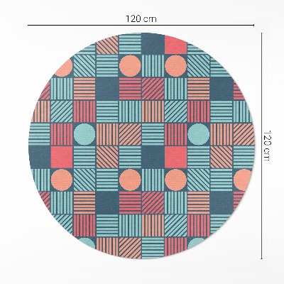 Covor rotund din vinil Model geometric retro vintage