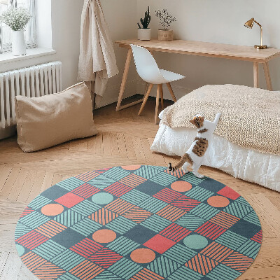 Covor rotund din vinil Model geometric retro vintage