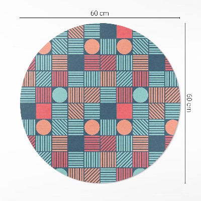 Covor rotund din vinil Model geometric retro vintage