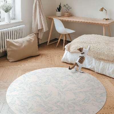 Covor rotund din vinil Schiță de frunze elegante de epocă